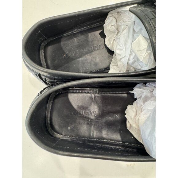 Louis Vuitton Monte Carlo Loafers in Woven Black Leather Size 10 - Picture 8 of 12
